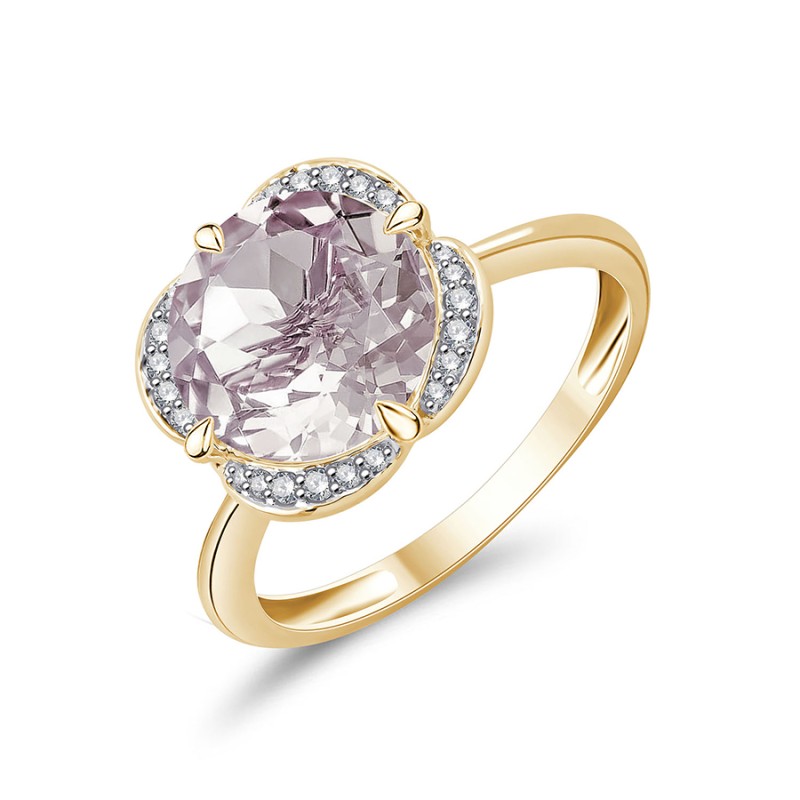 BAGUE KALISTA QUARTZ ROSE ET DIAMANT