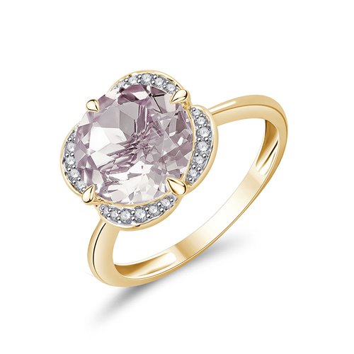 BAGUE KALISTA QUARTZ ROSE ET DIAMANT
