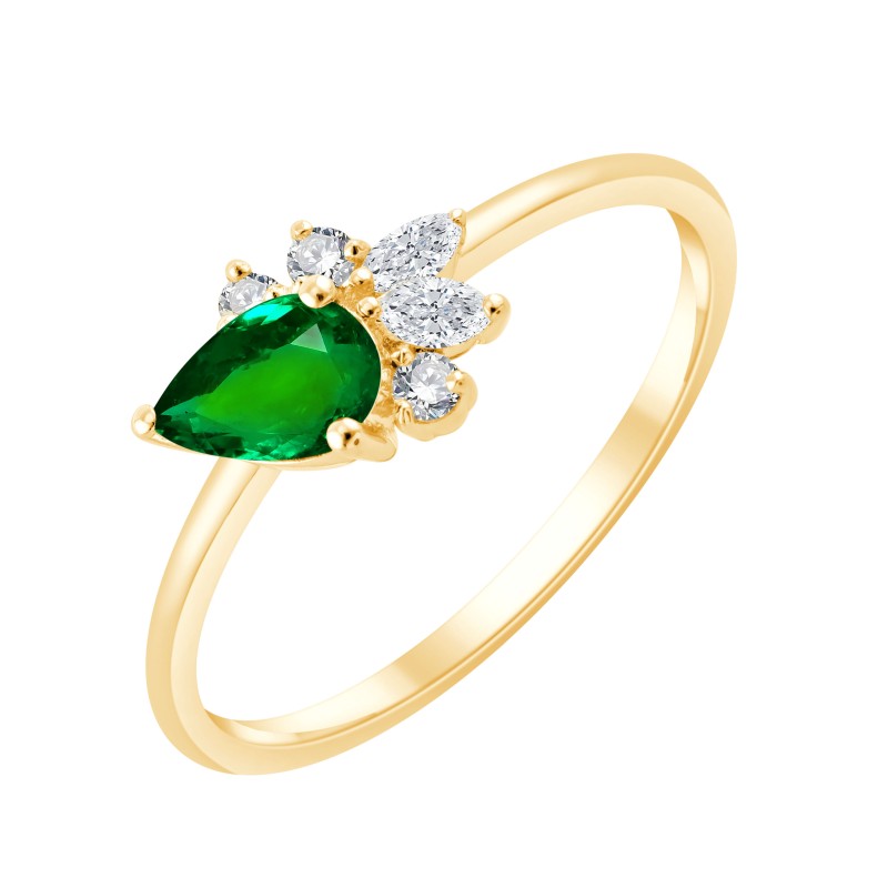 Bague Prima poire- Emeraude