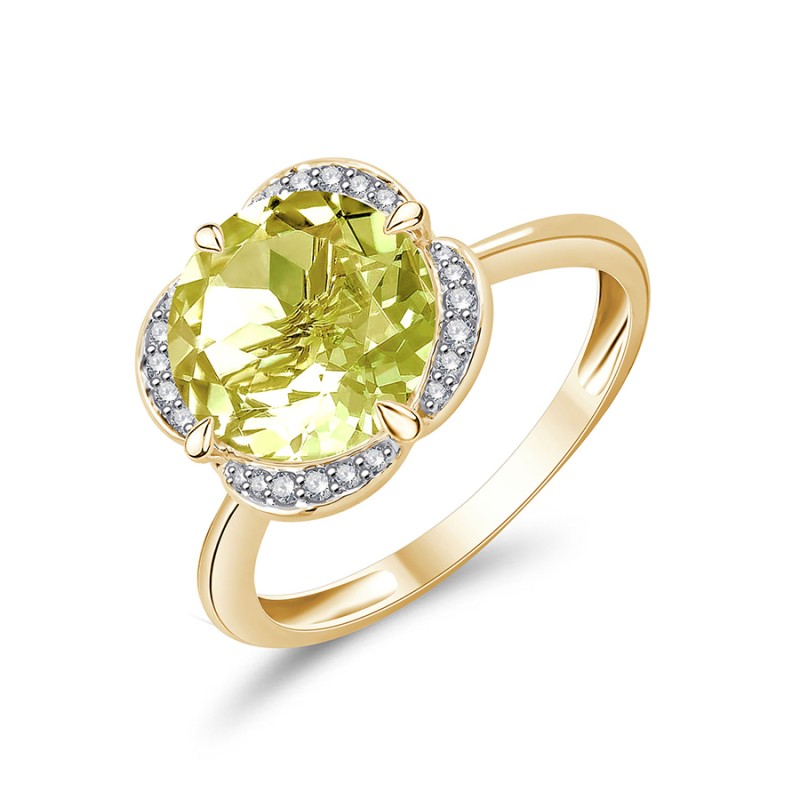 BAGUE KALISTA QUARTZ CITRON ET DIAMANT