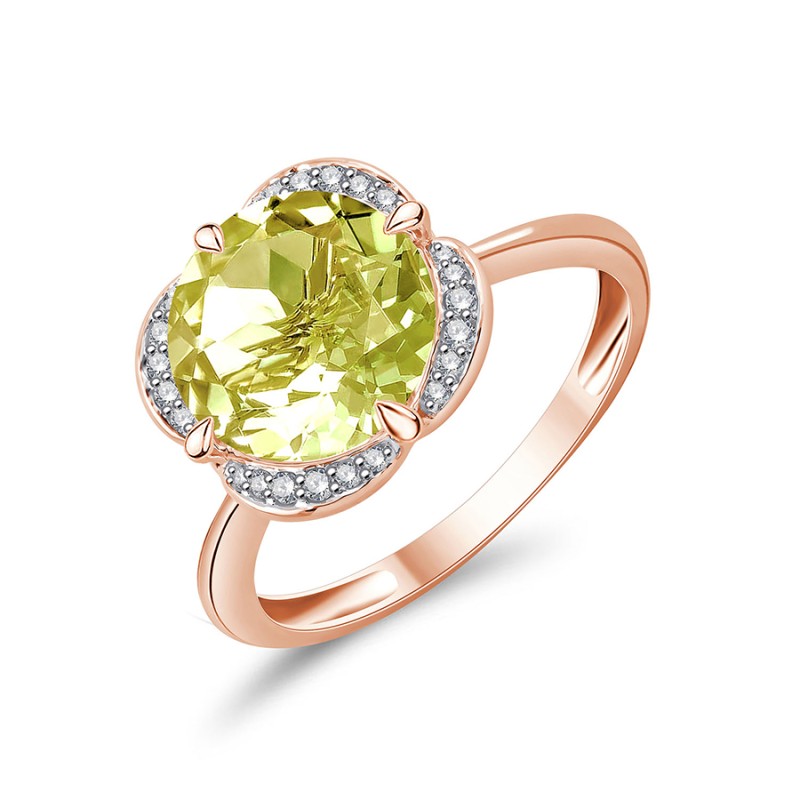 BAGUE KALISTA  LEMON QUARTZ ET DIAMANT