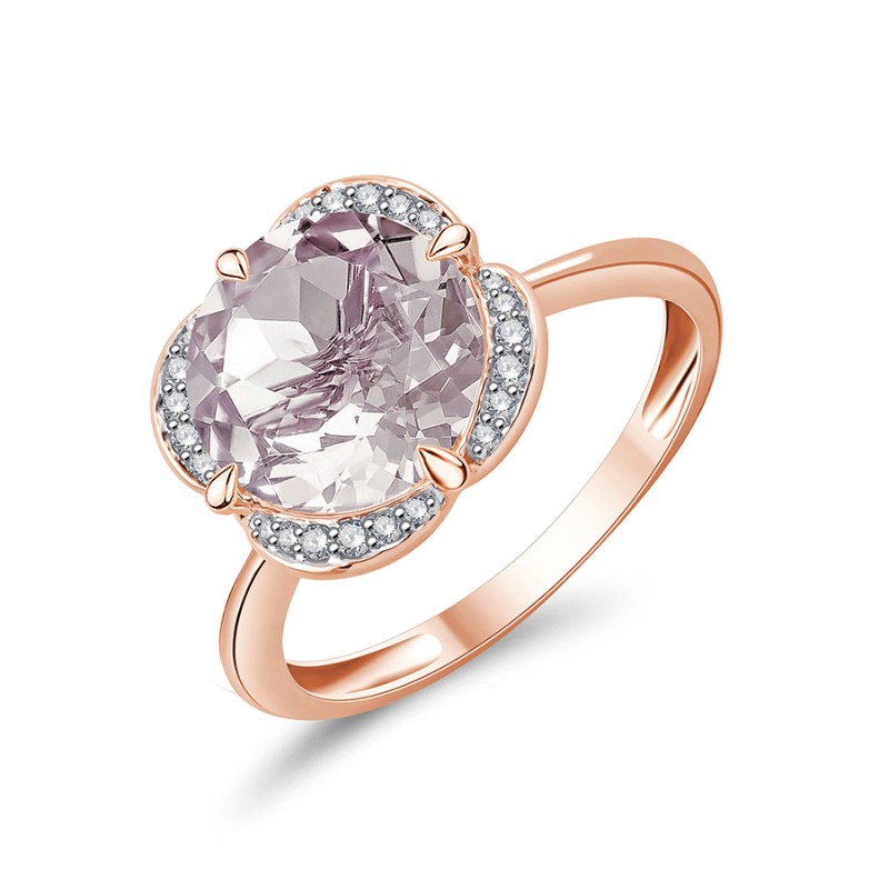 BAGUE KALISTA QUARTZ ROSE ET DIAMANT