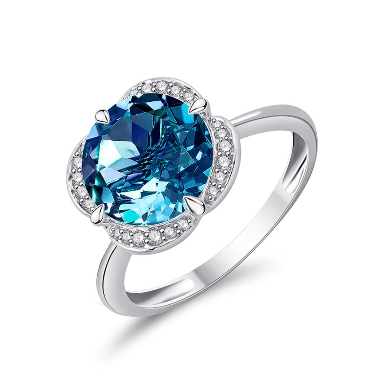 BAGUE KALISTA TOPAZE  BLUE LONDON ET DIAMANT