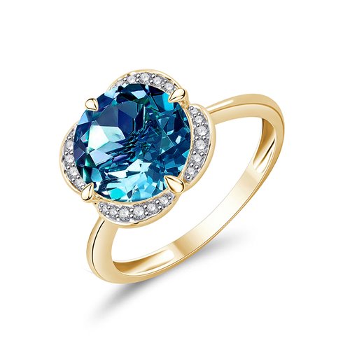 BAGUE KALISTA TOPAZE  BLUE LONDON ET DIAMANT