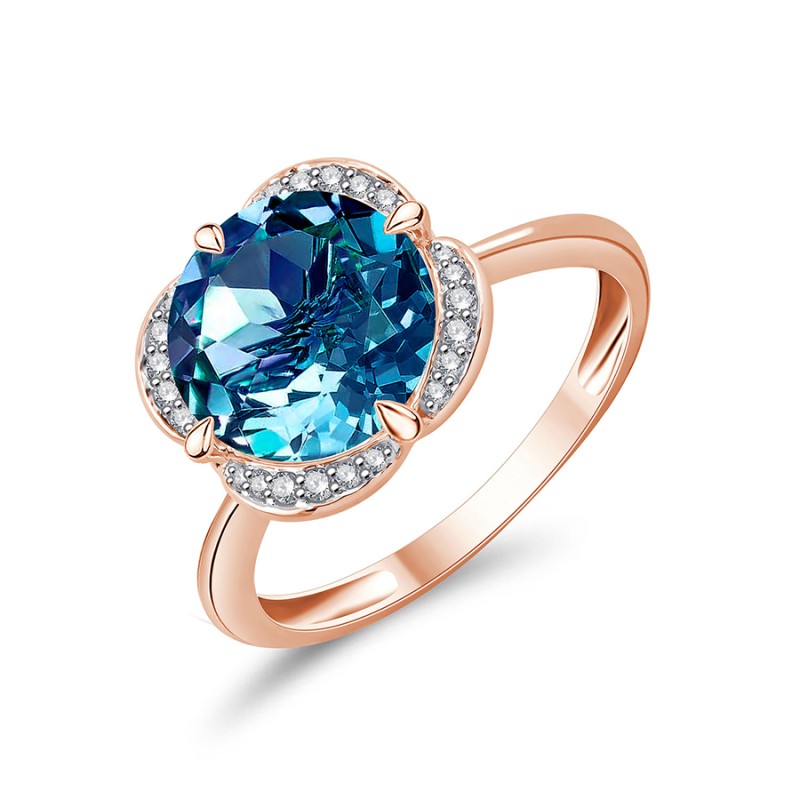 BAGUE KALISTA TOPAZE BLUE LONDON ET DIAMANT