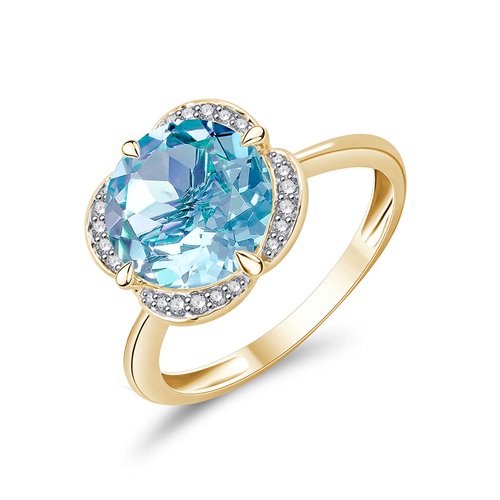 BAGUE KALISTA TOPAZE SKY BLUE ET DIAMANT