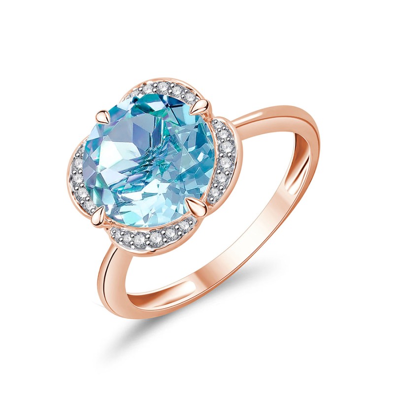 BAGUE KALISTA TOPAZE SKY BLUE ET DIAMANT