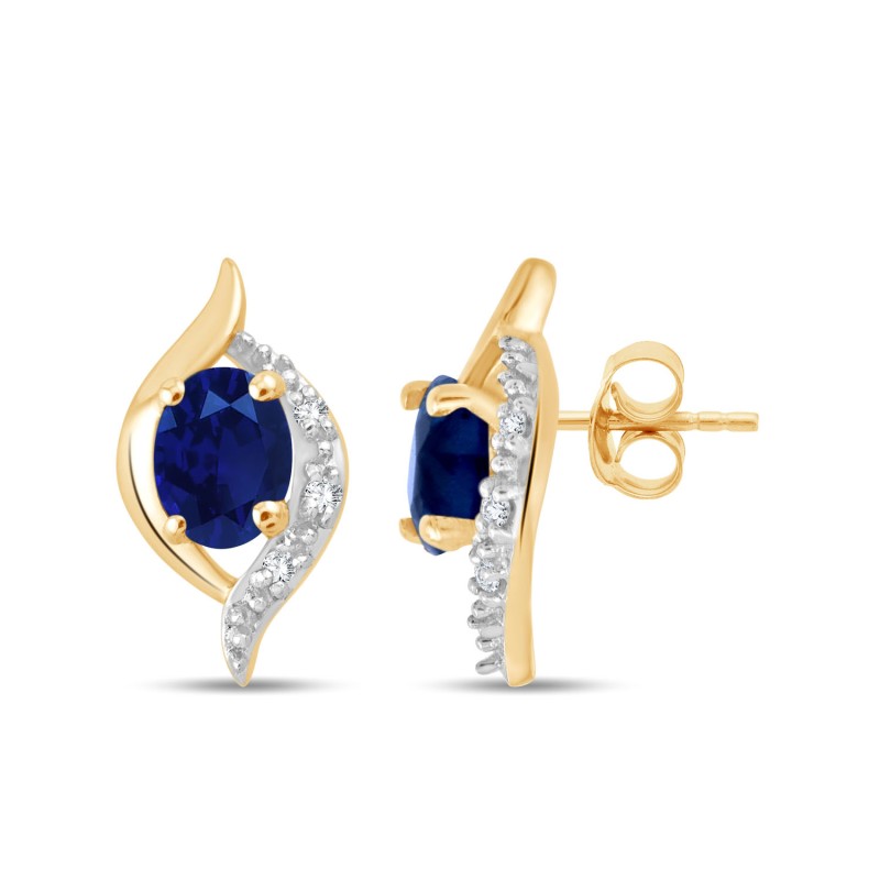 BOUCLES D'OREILLES SAPHIRS ET DIAMANTS  W7/E12