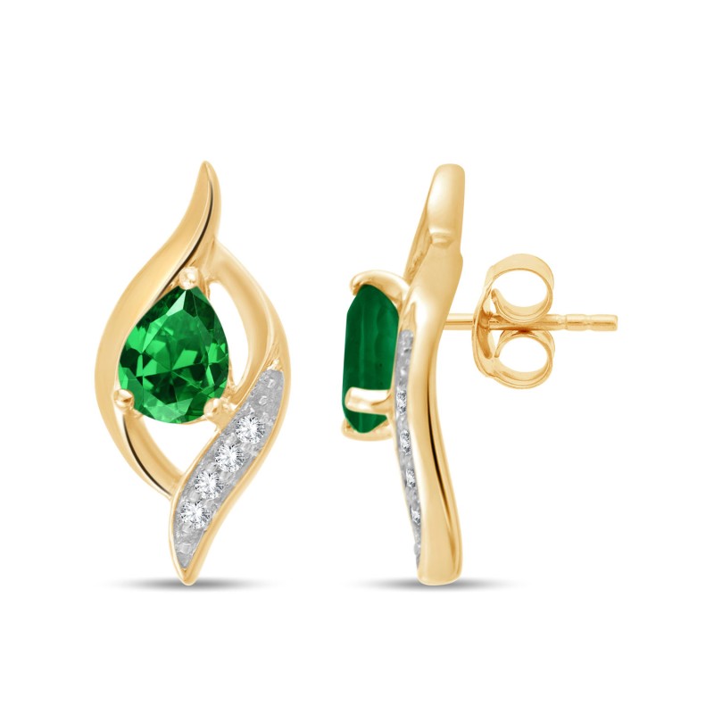 BOUCLES D'OREILLES EMERAUDE ET DIAMANTS  W7/E13