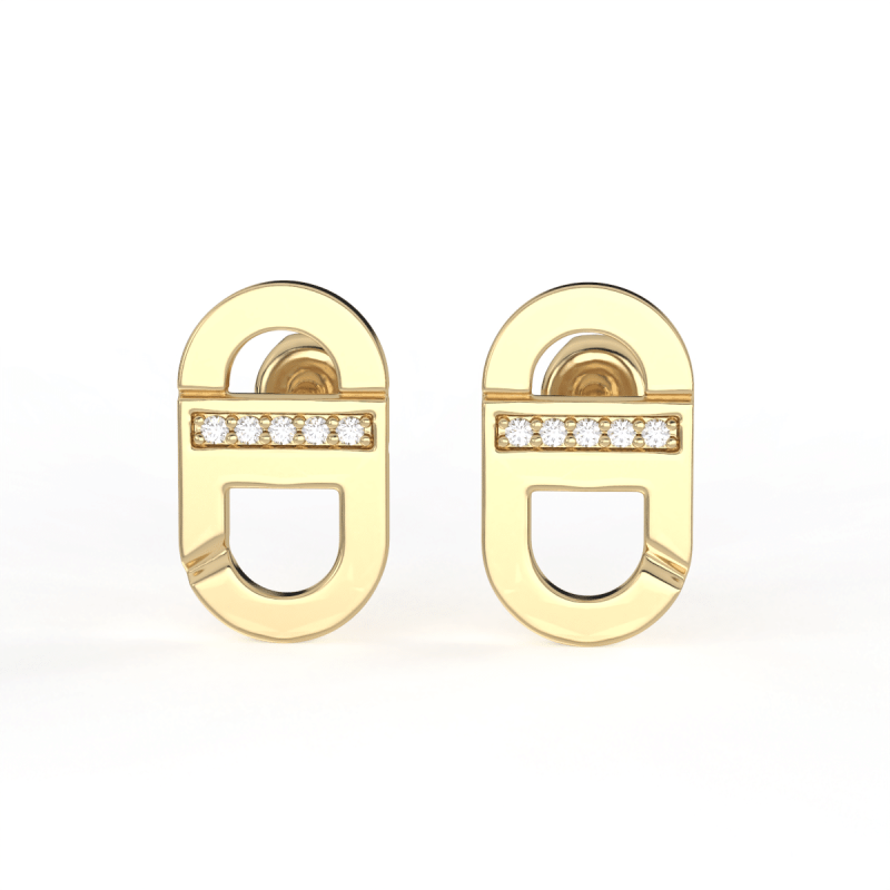 Boucles d'oreilles La Villa petit modèle puce barre diamant